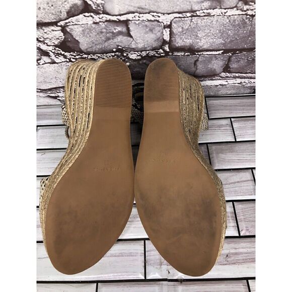 Vince Camuto Marybell Ivory Leather Snake Wedge Espadrilles Sandals Women’s 10.5 - Picture 14 of 16